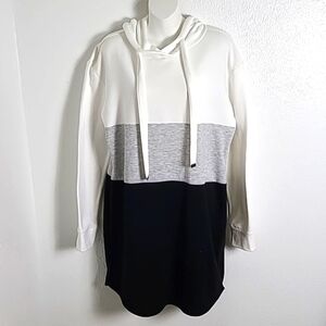 No Boundaries Sweatshirt Hoodie Dress, White, Gray Black, Junior XL, 15-17 NWT
